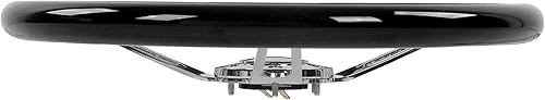 Miniatura 9 de Volante retro, 14.961 in 15 pulgadas, montaje clásico de volante de nogal agarre de 3 radios remachado 6 agujeros modificación universal (negro)