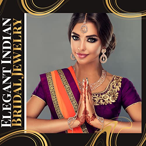 Sureio Indian Jewelry Sets for Women Bollywood Wedding Jewelry Set Choker Necklace Maang Tikka Earrings Rhinestone Bracelet2