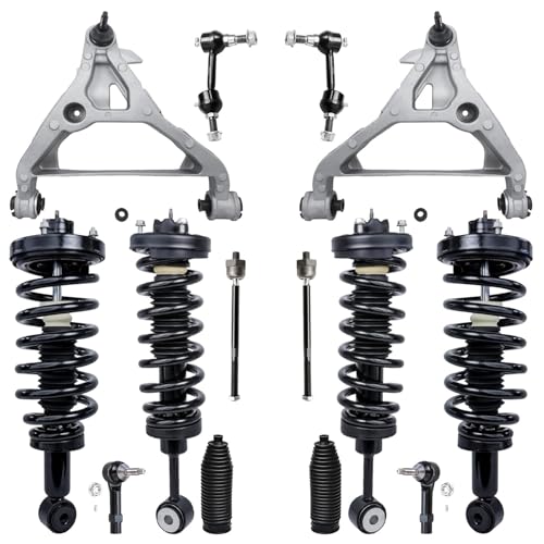 Image of Detroit Axle - 14pc Struts Kit for Ford 2003-2005 Expedition Lincoln Navigator, 4 Front Rear Struts 2 Front Lower Control Arms Ball Joint 4 Outer Inner Tie Rods 2 Sway Bars 2 Boots Replacement