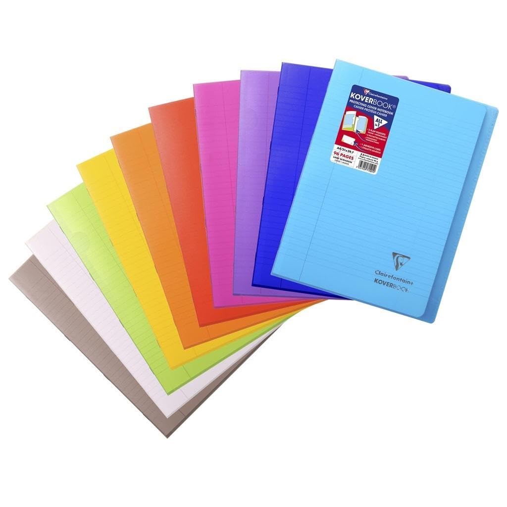 Clairefontaine 971501C - Lot 10 Cahiers Koverbook A4 96p Lig. Marge Polypro