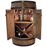 weeco barilotto di legno con porta e x portabottiglie per birra, armadietto per bicchieri e bottiglie. bar a mano in legno massello in stile rustico. mobile bar grappa vino rum (marrone scuro - wengé)