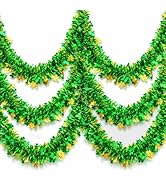 Hekocap 50Ft St. Patricks Day Decorations, Green Tinsel Shamrock Garland for St. Patrick’s Day Tr...