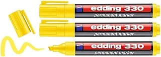 EDDING - Lote de 3 marcadores permanentes 330 (punta biselada, 1-5 mm), color amarillo