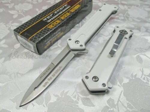 TAC Force Assisted Opening Rescue Tactical Pocket Folding Silver Spear Headed Stainless Stteel Blade Why so Serious? Knife Outdoor Survival Camping Hunting - White
