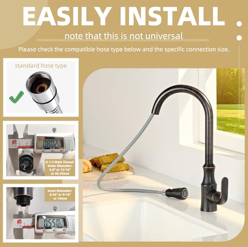 Image of Angle Simple Faucet Head Replacement Thread Type G 1 /2 or 13 /16 Inch Male, Tested to NSF /ANSI /CAN 61 & 372 Kitchen Sink Sprayer, Stream Spray and Pause Mode, Oil Rubbed Bronze