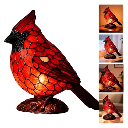 Neioaas Vintage Bird Lamp - Resin Cardinal Night Light for Christmas Decor