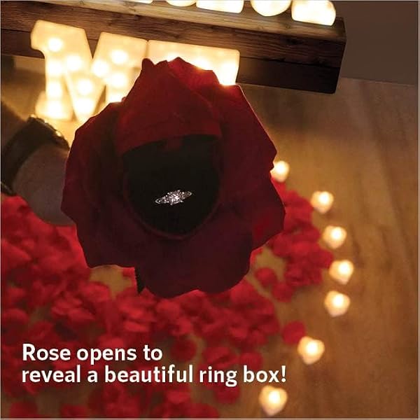 Proposal Decorations Kit, Marry Me Light Up Letters, 2000 Rose Petals, 24 Heart Shaped Romantic Candles, Red Carpet Aisle Runner 16 Feet, 10 Red Heart Balloons, 1 Engagement Rose Ring Box by Upper Midland Products - Image 5