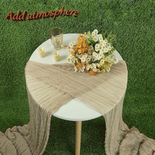 Kesfey 90x400cm Khaki Cheesecloth Table Runner 13FT Long Boho Gauze Table Runners Cheese Cloth Rustic Sheer Runner for Wedding Bridal Shower Birthday Party Dinner Table Decorations - Cosy Home Interiors Kesfey 90x400cm Khaki Cheesecloth Table Runner 13FT Long Boho Gauze Table Runners Cheese Cloth Rustic Sheer Runner for Wedding Bridal Shower Birthday Party Dinner Table Decorations - Image 6