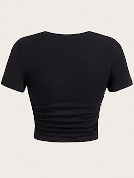 Floerns Women's Graphic Print Short Sleeve Tee Ruched Casual