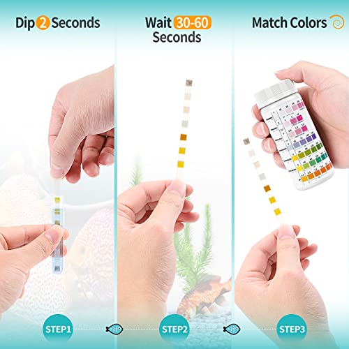 Image of Umlecoa 7 in 1 Aquarium Test Kit for Freshwater and Saltwater - 125 Aquarium Test Strips with Test Tube & Thermometer - Fast & Accurate Water Testing Strips for Aquarium /Pond /Pool