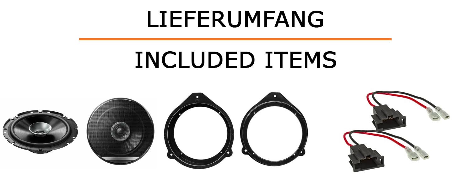 Lautsprecher Boxen Einbaupaket für Pioneer TS-G1710F kompatibel mit Audi A3 8P, 4/5 türig vorne | 2X Tief-Mitteltöner mit integriertem Hochtöner 280W MAX