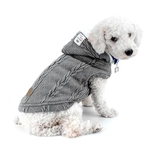 smalllee_lucky_store Hooded Sweater Padded Vest Coat for Cold Weather Chihuahua Hood Dog Cat Winter Coat Clothes for Small Dogs Warm Apparel Grey XL