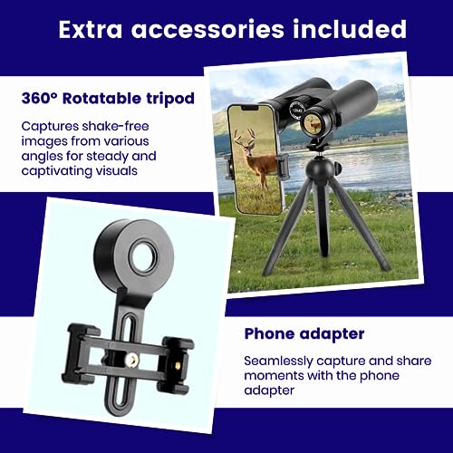 Binoculares Thunderb 12x42 con adaptador para celular y trípode miniatura 5