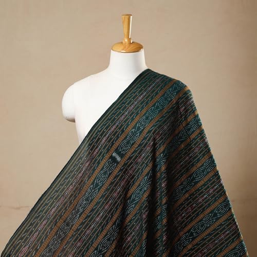 Image of Premium Sambalpuri Ikat Weave Pure Handloom Cotton Shirt Fabric - Authentic Odisha Traditional Tie-Dye Craft, Soft & Breathable Natural Cotton Material for Custom Tailoring, Casual & Formal Wear