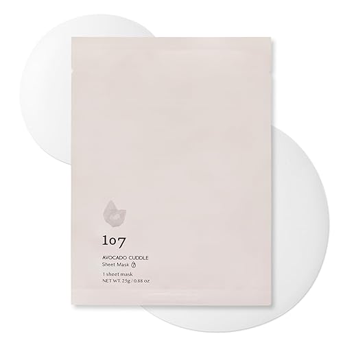107 Mascarilla facial de aguacate, paquete de 5 hojas, infundida con aguacate y niacinamida, nutritiva e hidratante para pieles secas y sensibles,