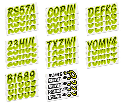 Image of STIFFIE Whipline Black /Electric Lime 3 inch Boat & PWC Registration Decals • Numbers Letters Stickers