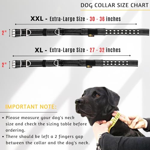 ADITYNA Riesiges Hundehalsband mit Griff, verstellbares XXL-Halsband 76,2 bis 91,4 cm, exklusiv für große Hunderassen wie Mastiff, Kangal, Bernhardiner (Schwarz, XXL: Halsumfang von 76,2–91,4 cm)