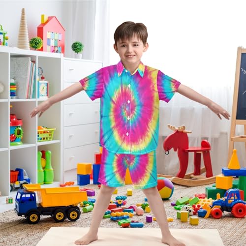 Image of visesunny Boys Hawaiian Shirt and Short Set Summer Outfit Kids 2 Piece Clothes Set 3-10Y