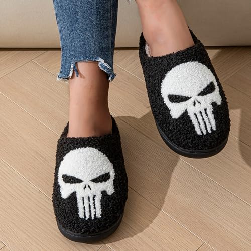 Image of Womens Mens House Slippers Retro Comfy Warm Plush Slip on Fluffy Memory Foam Home Sippers for Winter Indoor Outdoor