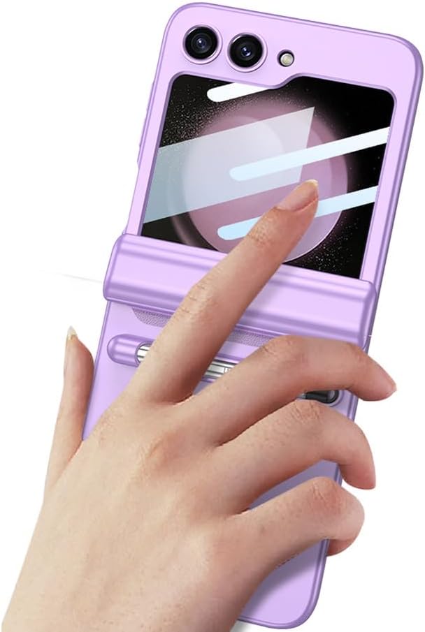 Magnetic Folding Case for Samsung Galaxy Z Flip 5, All-Inclusive Protective Cover for Z Flip5, Anti-Drop Full Sticker Shell with Capacitance Pen (for Flip 5, Black)