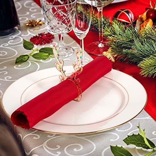 Christmas Deer Napkin Rings- Set Of 12 Reindeer Napkin Holder Rings Christmas Glitter Napkin Buckle For Holiday Party Dinner Wedding Dining Table Decoration (Golden) #TOP1