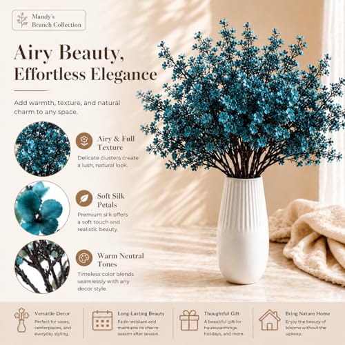 Image of Mandy's 15 Bundles Artificial Teal Baby's Breath Flowers