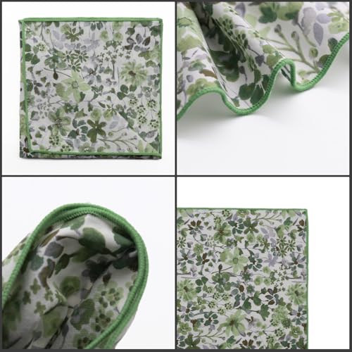 Image of Floral Pocket Squares for Men with Holder Printed Flower Mens Handkerchief Cotton Suit Pocket Hanky for Wedding