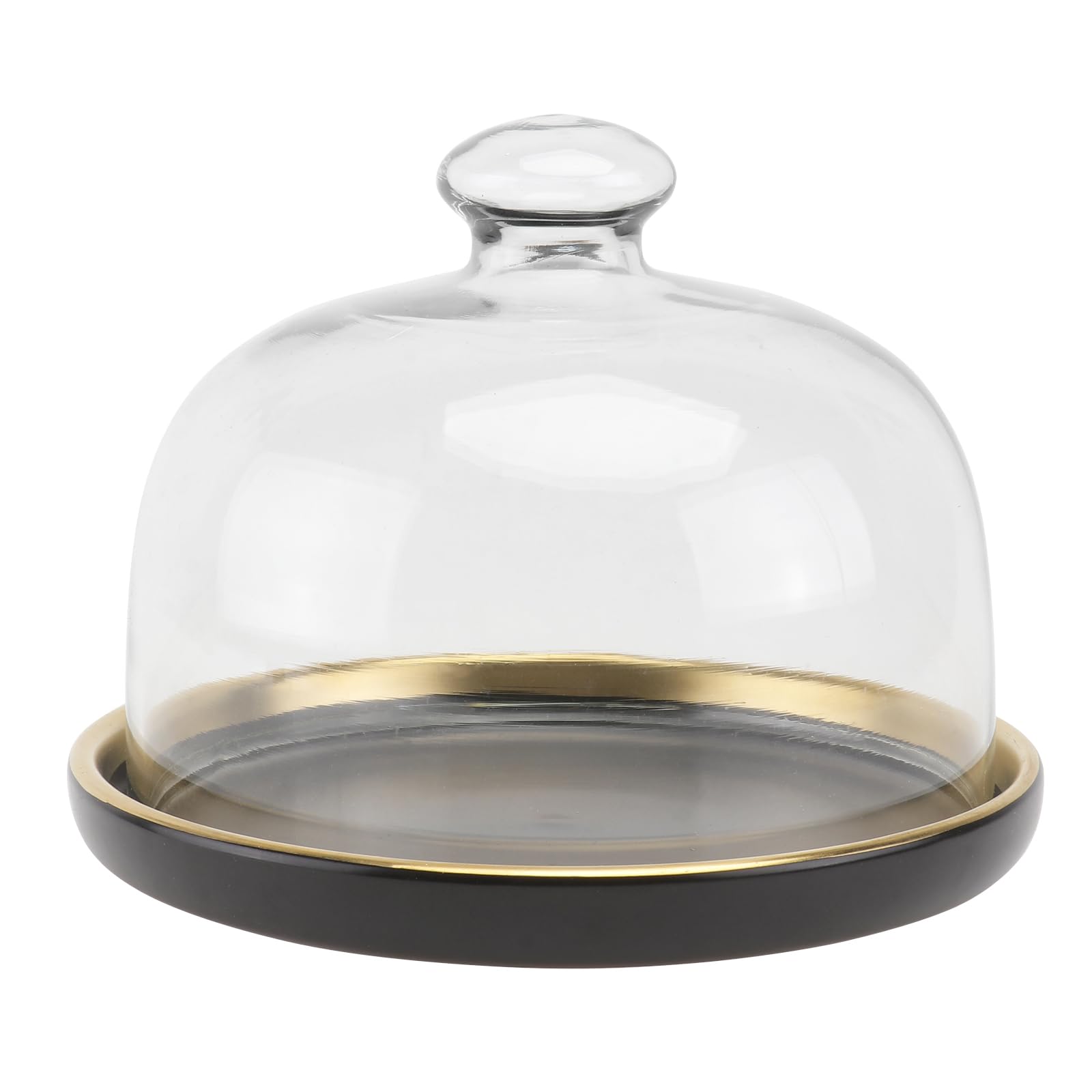 DOITOOL 1 présentoir à gâteau avec Cloche en Verre - Plateau de Service - Plateau à Dessert - Plat à Dessert - Plat à Pain pour crème Fromage, gâteau, Salade - Noir