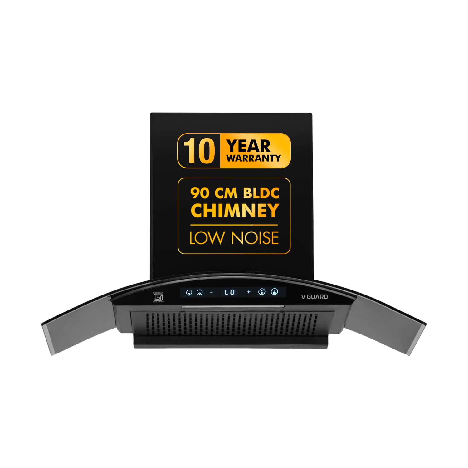 V-Guard 90 cm BLDC Chimney for Kitchen | 1500 m³/h Suction | Lower Noise Operation | Free Installation Kit | Heat Auto Clean | 10 Year Motor Coverage | Gesture Control with Touch Panel | V-Guard BX 90