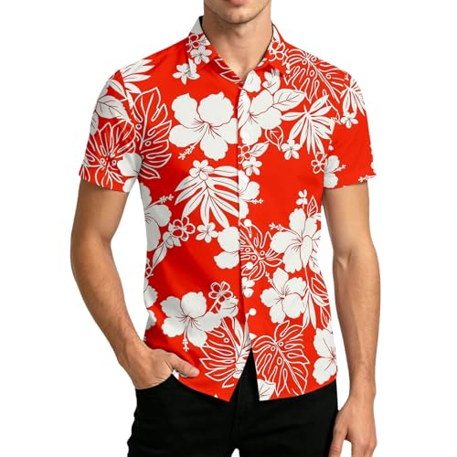 Tee shirt noir et blanc pour homme style Aloha manches courtes slim fit