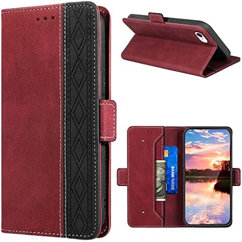 ZZHAO iPhone SE 2022/SE 2020 Case, Protective Case [RFID Protection] [Card Slots] [Stand Function] PU Leather Magnetic Flip Cover Wallet Shockproof Case for iPhone SE 2022/SE 2020/iPhone 7/8 - Red Cover