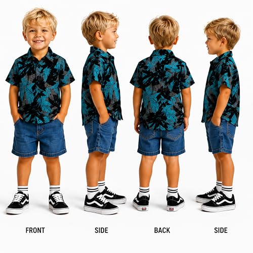 Image of Volcom Infant Toddler Boy Shorts Set - 2 Piece Short Sleeve Graphic Tees & Denim Shorts - Toddler Summer Clothes (12M-7)