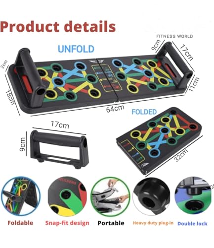 Image of 15 in 1 Pushup Board, Push up Stand Multifunction Flex Board for Chest, Triceps, Shoulder And Back Muscles Home Workout Gym Equipment for Men & Women chest Exercise equipment (Multicolor) Skipping Rope Free