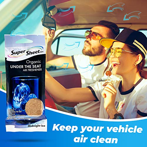 Image of Super Sheet, Organic Under the Seat Car Air Freshener, Long Lasting Fragrance, Midnight Ice Scent, 3 Pack