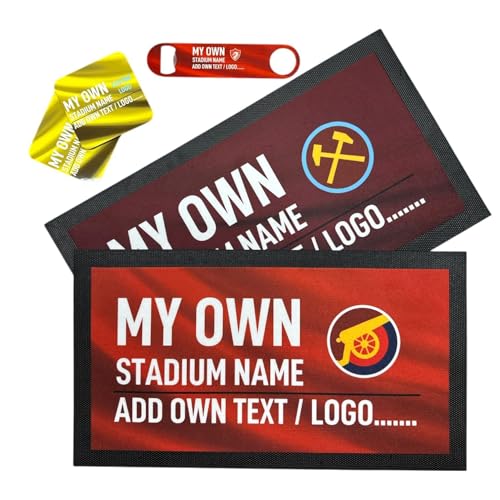 ShopQuality4U Personalised Bar Runner And Personalised Beer Mats World Cup 26 Football Theme Gift Set For Him Dad Man Cave Home Bar Personalised Bar Accessories