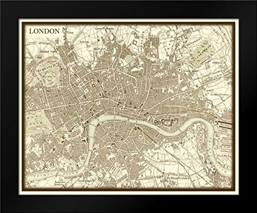 Sepia Map of London 24x20 Framed Art Print by Vision Studio