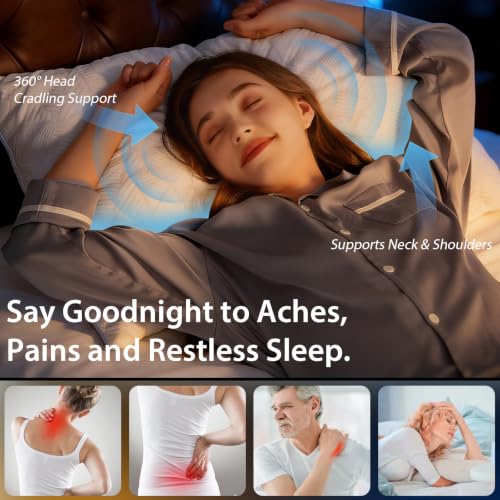 Image of BETU Enhanced Cooling Pillows Queen Size Set of 2, Shredded Memory Foam Cool Pillow for Hot Sleepers, Two Side Cool Adjustable Firm Soft Support Bed Pillows Perfect for Side Back Stomach Sleeper,White