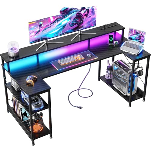 AODK Q[~OfXN Q[fXN p\RfXN U^ 140cm bN&RZgt  pcfXN gaming desk Q[~Oe[u LED&j^[t EւΉ  J[{ubN