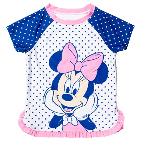 Disney Minnie Mouse Toddler Girls One Piece Bathing Suit Bikini Top Rash Guard Swimsuit Skirt And Bottom 5 Set Blue 4T #TOP4