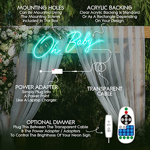 Image of Custom Neon Signs,Personalized Dimmable LED Neon Signs for Family Birthday Bar Wedding Party Night Light&Company Logo or Business Sign,Birthday Gift Neon Light(Optional 18 inch to 60 inchLength)