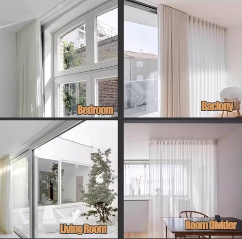 YLLFFLL White Ceiling Mount Recessed Ceiling Curtain Track Set, Ultra-Thin Ceiling Pre-Built Mount Room Divider Curtain Rail, Cuttable Metal Single Sliding Curtain Tracks System(9ft/2.75m)