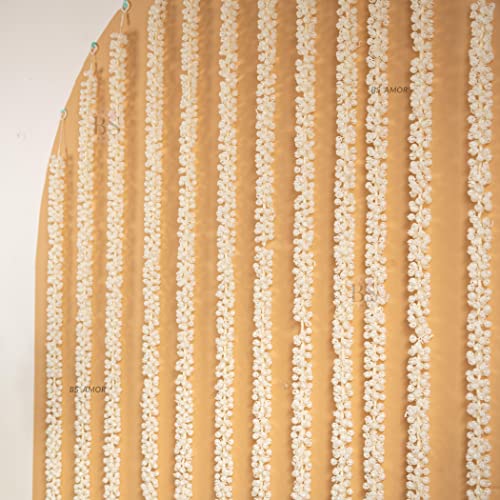 BS AMOR Handmade Decorative Mogra Fluffy Artificial Creeper Bail Garland, Size 5 Feet Used For Home/Office Decoration,Pack Of 1, (White Mogra), 152.40 CM