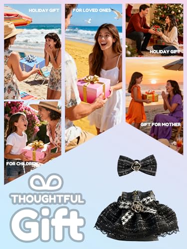 Image of Clothes for LABUBU 6.7inch (17cm) Doll, Cute Outfit Small Dress and Hairpin, Dress Up, Accessories (No Doll) (Black Dress)