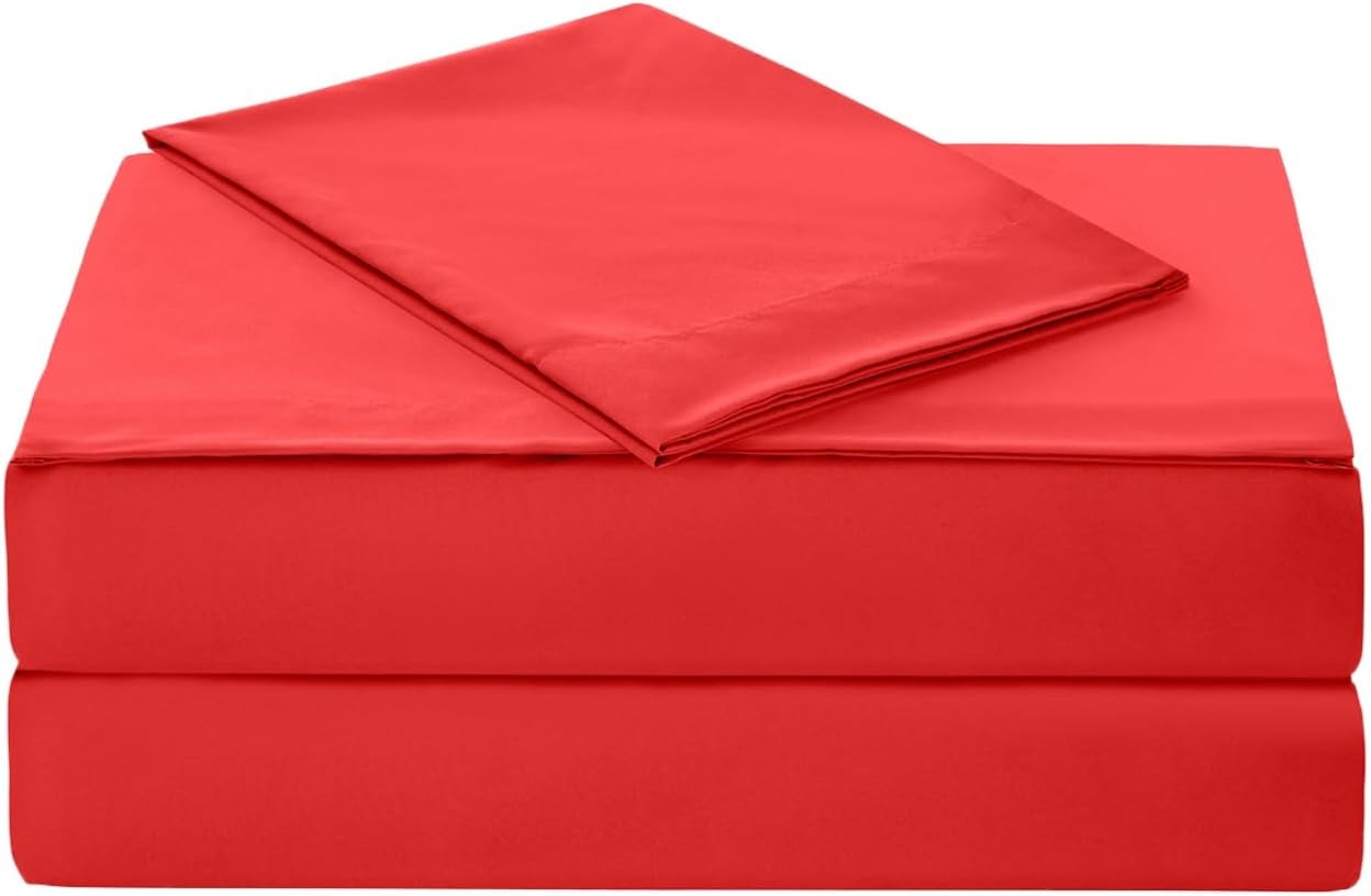 ARTALL Soft Microfiber Bed Sheet Set 4-Piece with Deep Pocket Bedding - King, Red