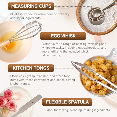 Silicone Kitchen Utensils Set 43 PCS for Cooking, Spatula Set with Wooden Handle, Cookware Nonstick Heat Resistant Kitchen Gadgets. Kitchen Tools with Holder (Khaki) - Image 7