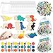 Wesiti 122 Pieces Dinosaur Party Favors, Includes Dinosaur Wood Painting Craft Kits Dinosaur Stickers 5 x 7 White Organza Bags for Kids Dinosaur Theme Party School Classroom Art and Craft Supplies