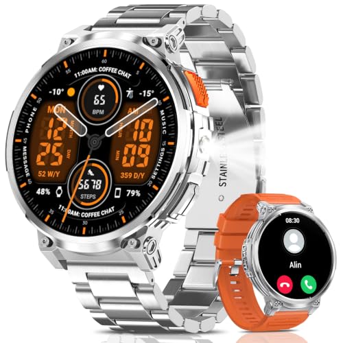 Image of Military Smart Watch for Men, 1.85 inch Big Screen, Flashlight, 930mAh Battery