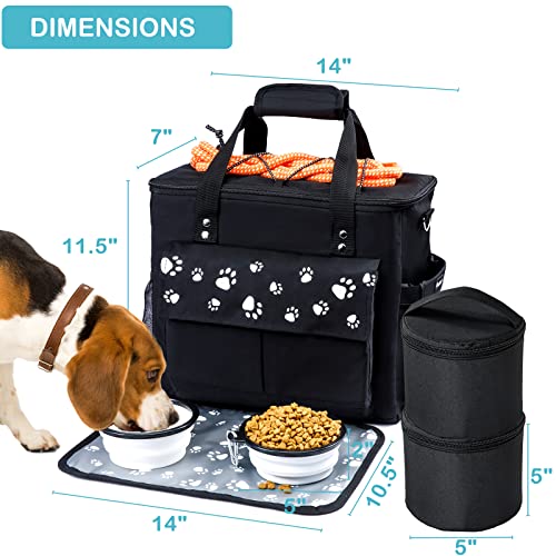 CLAWIST Dog Travel Bag, Airline Approved Dog Bags for Traveling, 2 Dogs Food Travel Container and Collapsible Bowls for Supplies, Overnight Pet Travel Kit Accessories - Image 3