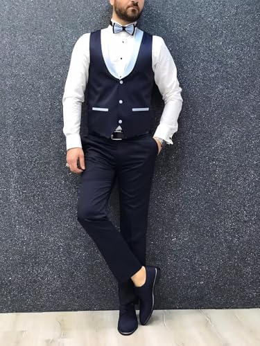 Men's Tuxedo Suit 3 Piece Slim Fit Tuxedo for Men Wedding Suit Prom Tuxedo Suit with Tie Blazer Vest Pants Set4