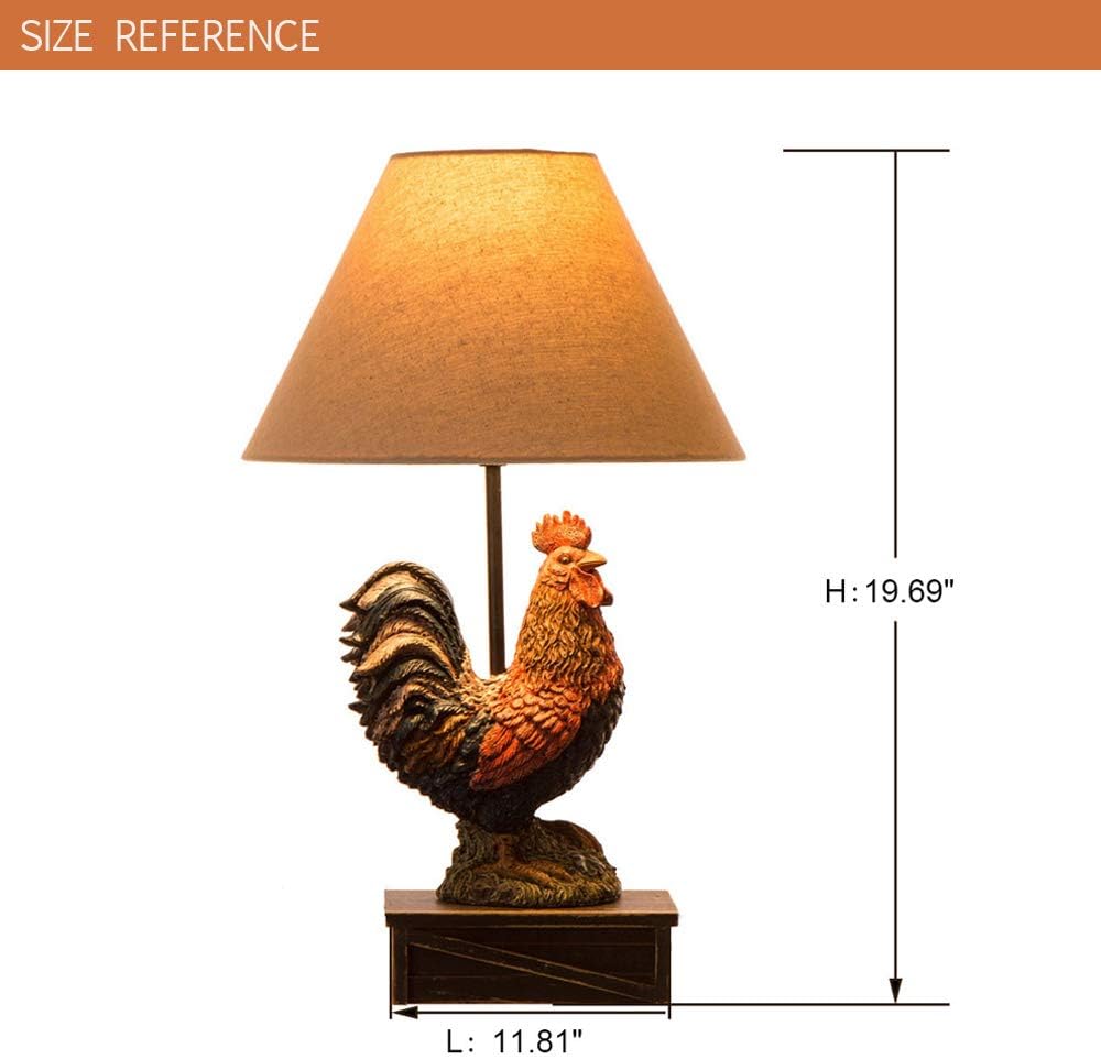 Nеw Prоduсt Glitzhome 19.69''H Table Lamp-Farmhouse Rooster Novelty Design with Burlap Shade Neutral Lampshade & Soft,Ambient Lighting Perfect for Living Room,Office